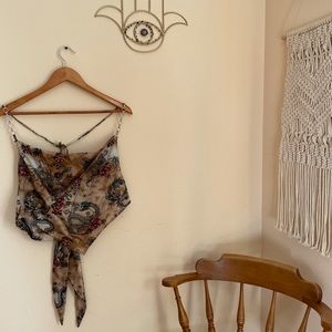 Dragon flower open back crop top